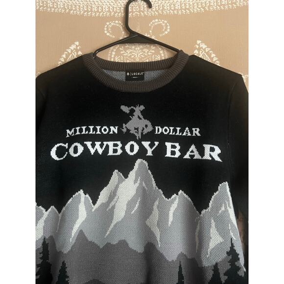 Million Dollar Cowboy Bar Jackson Hole Crewneck Mountain Sweater Size Small - Picture 2 of 5